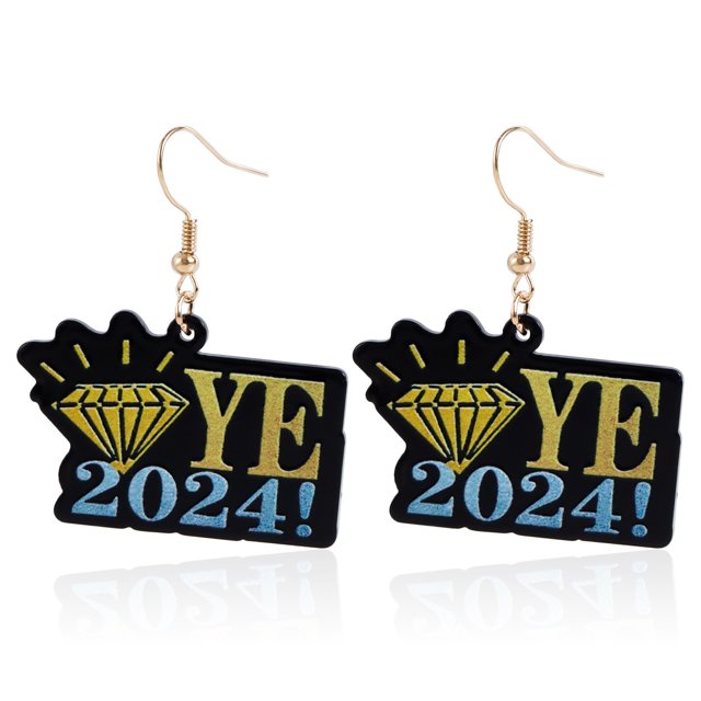 Pendientes verdes digitales de estilo banquete creativo de joyería navideña, pendientes de regalo de Año Nuevo para mujer, elementos de letras/números/texto