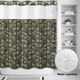 thumbnail image 1 of No Hook Shower Curtain, Green Botanical Shower Curtains for Bathroom with See Through Top Window, Antique Aesthetic Floral Blossom Waterproof & Washable Bath Curtain 66"x72", 1 of 7