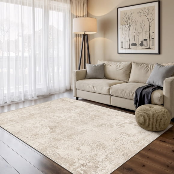 Alfombra lavable Art&Tuft, 122 x 183 cm, antideslizante, color beige