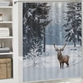 thumbnail image 5 of JEUXUS Durable and Washable Reindeer Christmas Decor Deer Elk Pictures Snowy Winter Forest Artwork Scenic Nature Animal Shower Curtain White, 5 of 6
