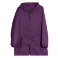 thumbnail image 6 of iHPH7 Waterproof Trench Coat Women Hooded Jacket Women Outdoor Jacket Travel Rain Coats for Women Packable Waterproof Rain Jacket Women Zip Up Jacket Travel Jacket Purple XL, 6 of 9