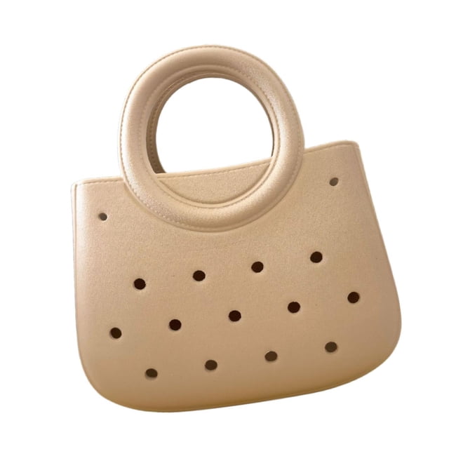 Bolsa de playa para mujeres Impermeable para el agua Pequeña bolsa Multipropósito de almacenamiento de verano con agujero Caqui