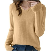 Admvng Sweaters for Women Solid Color Long Sleeved V-neck Knitted Sweater Thin Cardigan Sweater Top, Size S-2XL