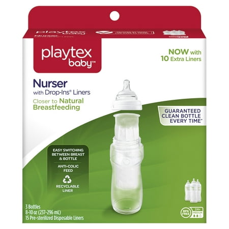 Playtex Baby Nurser With Drop-Ins Liners 8oz Baby Bottle (Best Bottle Warmer For Playtex Drop Ins)