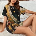 thumbnail image 4 of Fotbe Abstract Gold Floral Galaxy Conjunto de Pijama Estampado para Mujer, 2 Piezas, Ropa de Dormir con Camiseta de Manga Corta y Shorts Suaves-XX-Large, 4 of 6