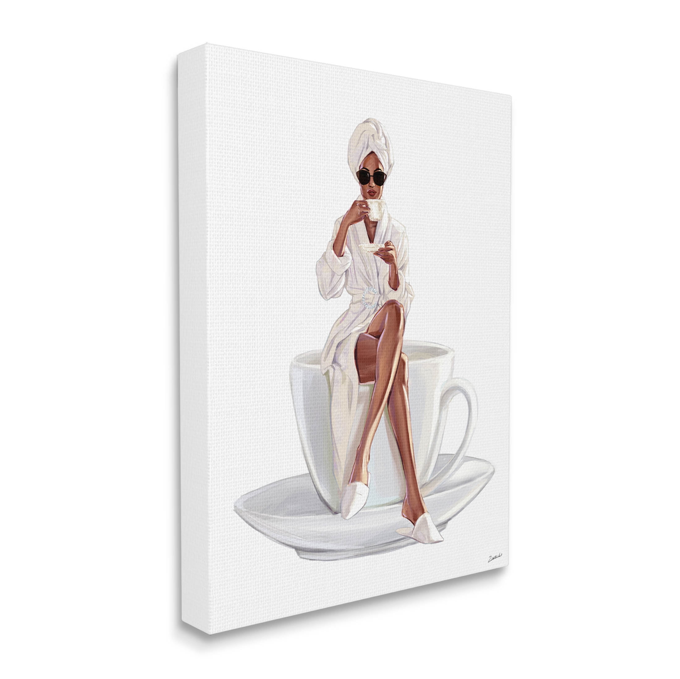 Stupell Industries Fashionable Woman Morning Coffee Graphic Art Gallery Wrapped Canvas Print Wall Art, Design by Ziwei Li