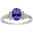 thumbnail image 2 of 14k Solid White Gold Vintage Style Oval Natural Tanzanite and Diamond Birthstone Engagement Ring, 2 of 6