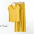 thumbnail image 6 of Soft Pajama Set Women Modal Short Sleeve Lounge Sets Wide Leg Pants Loungewear Sleepwear Sets, 6 of 6