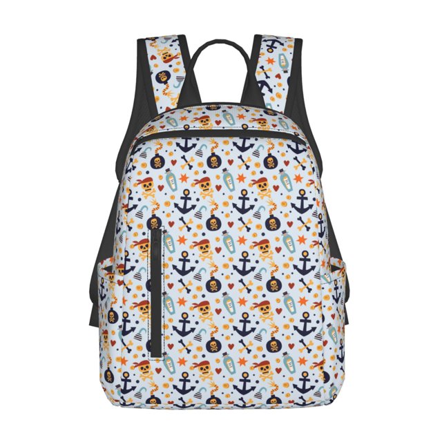 Fotbe Pirate Skull And Anchor Mochila Ligera para Hombres y Mujeres - Duradera y Resistente al Agua, Ideal para Escuela, Trabajo, Viajes y Uso Diario