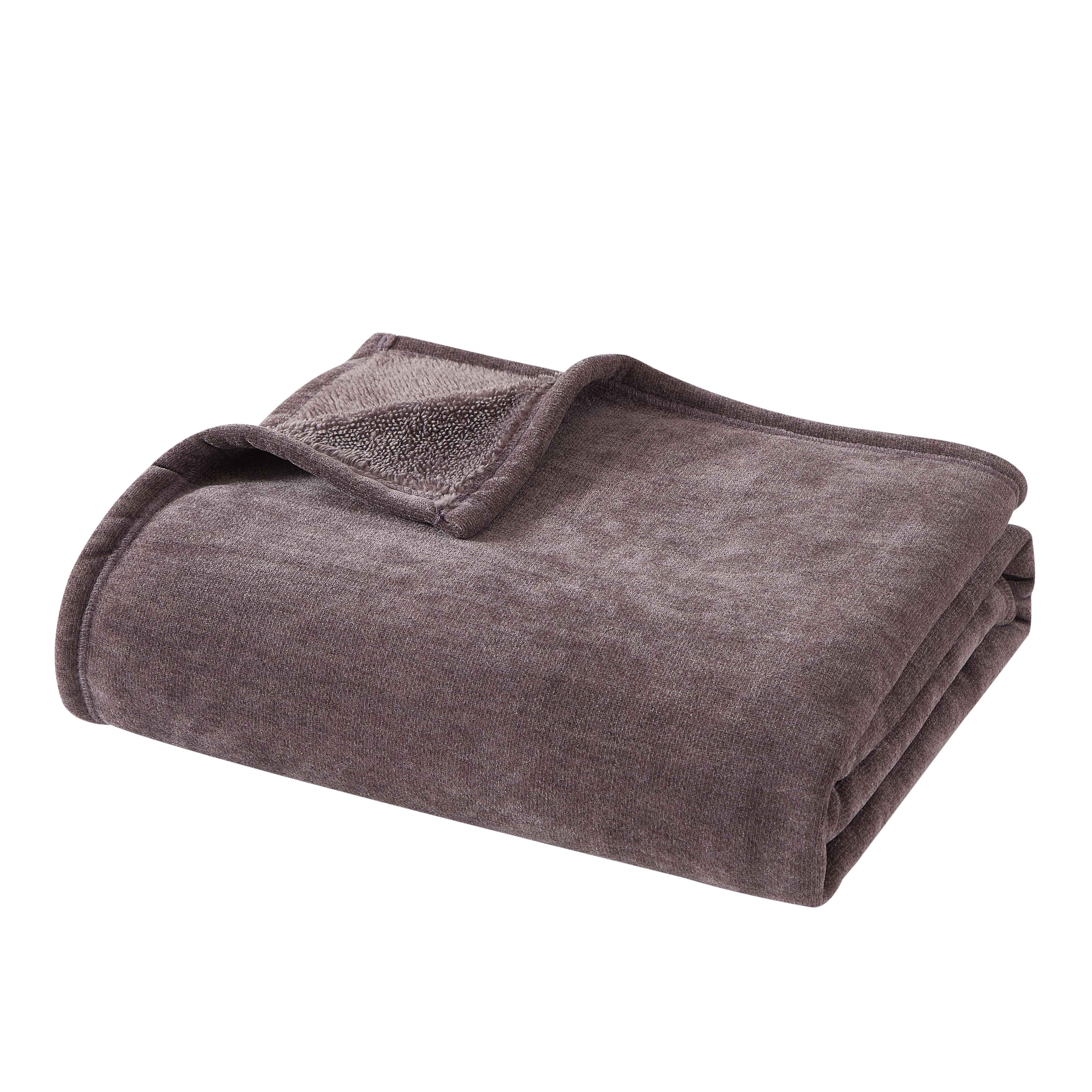 Mainstays Cozy Sweatshirt Chenille Throw Blanket, Plum Truffle, 50" x 60"
