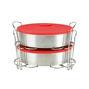 Instant Pot Official 8-piece Cook/Bake Set: 2 Pans, 2 Wire Racks, 2 Red Silicone Lids, 1 Removable Divider, and Removable Base