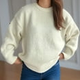 thumbnail image 2 of LOVZFMLL Women's Sweaters Acrylic Crew Neck Ribbed Pullover Solid Color Casual Basic Loose Soft Long Sleeve Tops Warm Fall Winter Clothes, 2 of 5