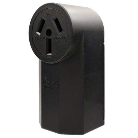 50 Amp 125/250V, NEMA 10-50R Surface Mount Power outlet, Straight Blade Range and Dryer Outlet Non-Grounding, Black 2204