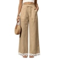 thumbnail image 3 of Women's Casual Wide Leg Sweatpants High Waist Baggy Pants with Pockets Drawstring and Lace Trim Patch Pockets for Everyday Wear, 3 of 5
