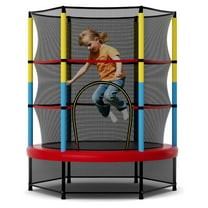 Trampoline for Kids, 55” Toddler Trampoline with All Round Enclosure Net, Safety Pad & Large Access, Indoor/Outdoor Mini Kids Rebounder for Backyard Apartment Yellow Blue