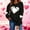 Black, variant on V-Day Love Print Pullover Hoodie for Women Round Neck Hearted Printed Long Sleeved Top Sweatshirts Pink XS