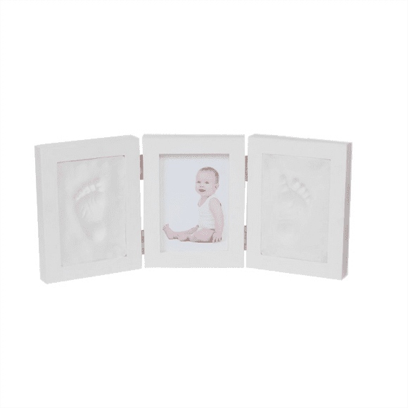 5 Inch Tri-Fold Without Cover Newborn Baby Handprint Foot Print Picture Frame with Clay Kits Baby DIY Souvenirs Toy Gift