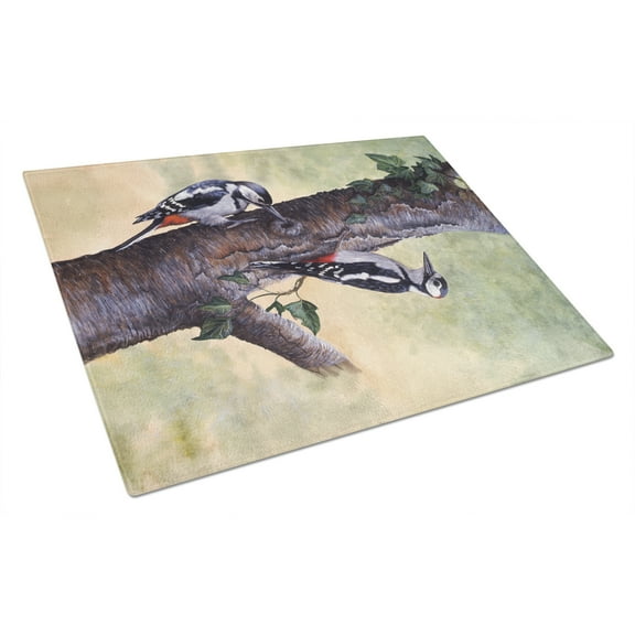 Carolines Treasures BDBA0335LCB Woodpeckers by Daphne Baxter Glass Cutting Board Large, 12H x 16W, multicolor