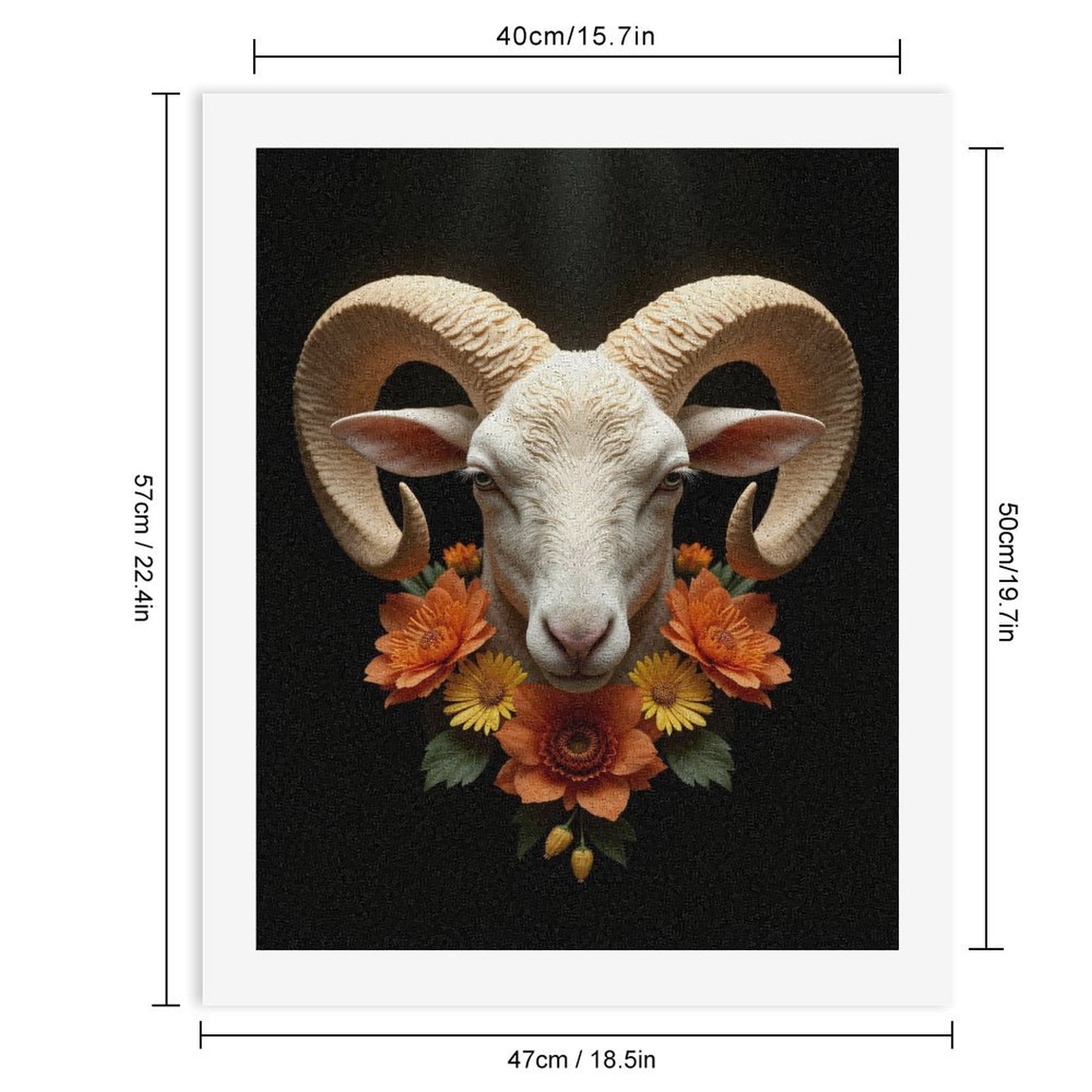 Paint By Numbers Kit for Adults Beginner - DIY Ram Floral Elegance Art Design Canvas Painting Kits for Adults, Frameless Paint By Number for Adults for Home Wall Decor 16x20 Inch