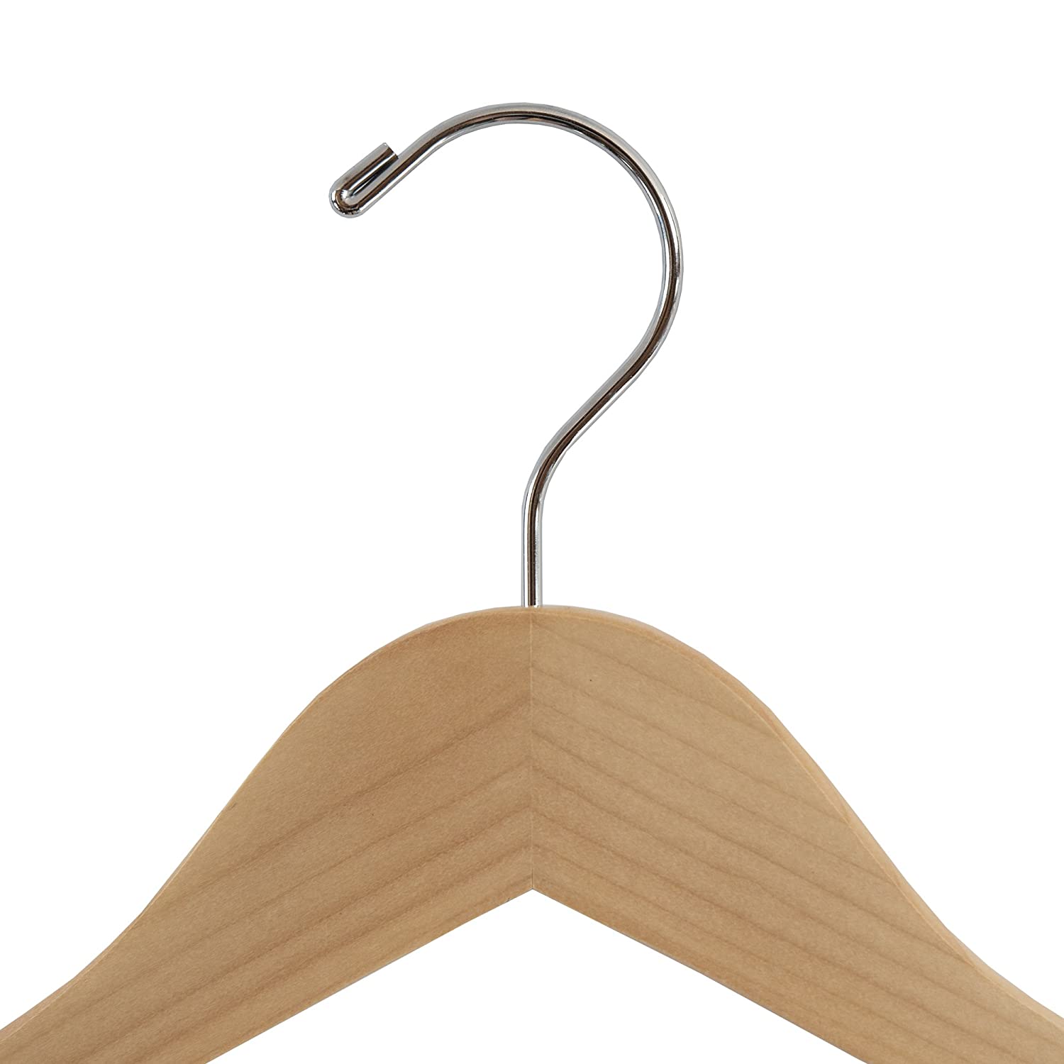 NAHANCO #80-17 17" Natural Gloss Flat Wooden Suit Hangers with Stationary Pant Bar (Pack of 100)