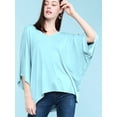 thumbnail image 4 of Made by Johnny Womens V-Neck Square Sleeves Oversized Loose Fit Top XXL AQUA, 4 of 6