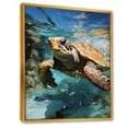 thumbnail image 2 of Designart "Serene Watercolor Depicting A Turtle By The Coast" Animals Turtle Floater Framed Wall Art Living Room, 2 of 5