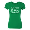 thumbnail image 2 of Wild Bobby Plot Twist He Lives Luke 24:23 Inspirational/Christian Women Slim Fit Junior Tee, Kelly, XX-Large, 2 of 5