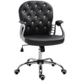 thumbnail image 1 of Black Adjustable Office Chair with Tufted Back & PU Leather - Comfortable Computer Desk Task Chair, 23.4" x 23.8" x 40.6" - Ideal for Home Office & Workspaces, 1 of 7