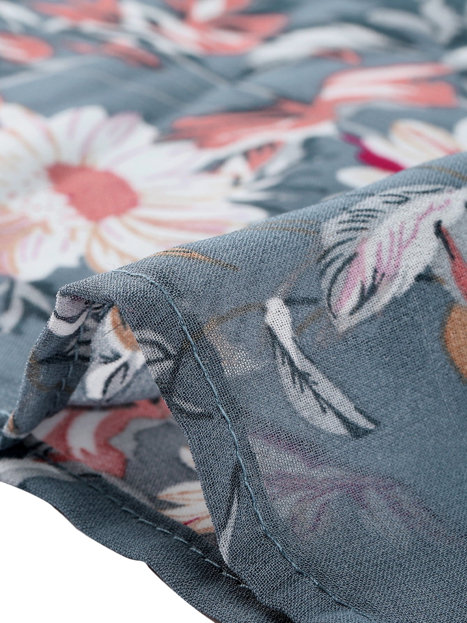 DARING DIVA Women's Floral Ruffle Sleeve Chiffon Blouse Top XL Grey Blue