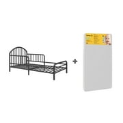 Little Seeds River Metal Toddler Bed with Safety 1st Sweet Dreams Baby & Toddler Mattress, Black