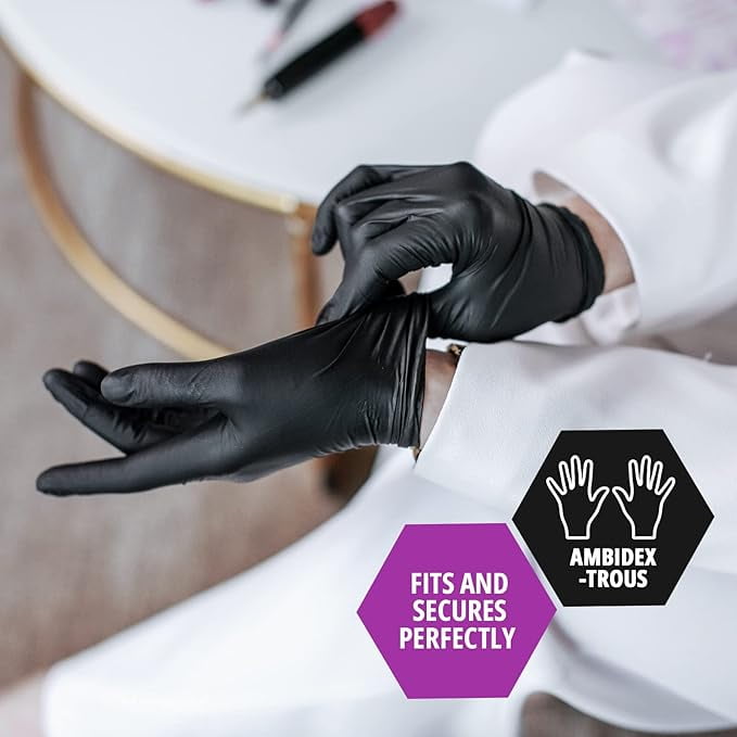 Med Pride Black Nitrile Disposable Gloves 4 Mil Thick, 1000 Count Nitrile Gloves Latex-Free, Powder-Free & Non-Sterile, Large