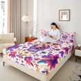 thumbnail image 4 of Manfei Teens Hippie Skeleton Twin Sheet Sets, Bohemian Flower Floral Twin Fitted Sheet, Western Theme Flat Sheet, Microfiber Bedroom Decor, 3 Pieces, 4 of 7