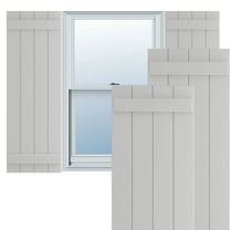 Ekena Millwork 21 1/2"W x 57"H True Fit PVC Four Board Joined Board-n-Batten Shutters, Hailstorm Gray (Per Pair - Hardware Not Included)