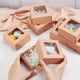 thumbnail image 4 of 12 cajas de cartón kraft marrón con ventana transparente, cajas cuadradas de 10 x 10 x 5 cm (3,94 x 3,94 x 1,97 pulgadas), ideales para regalos de boda, joyería y otros artículos., 4 of 9