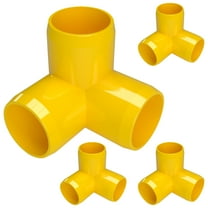 FORMUFIT 1” 3-Way Elbow Furniture Grade PVC Pipe Fittings, (1-5/16" Actual Socket ID), Yellow, 4-Pack