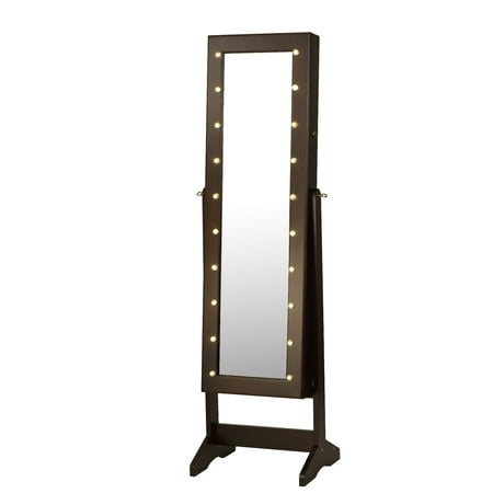 ViscoLogic Wooden Jewelry and Mirror Cabinet with LED lighting - Brown