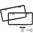 thumbnail image 1 of License Plate Frame Black Matte Powder Coated Aluminum with Screw Caps (2 Pieces), 1 of 1