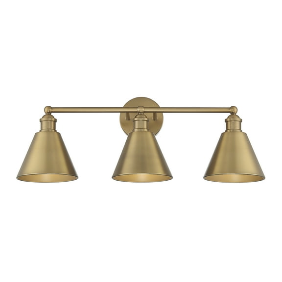 Trade Winds Marco 3-Light Bathroom Vanity Light in Natural Brass