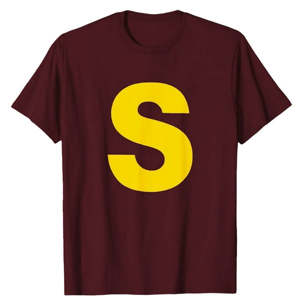 Camiseta de carnaval amarilla con la letra S - Corte ajustado, poliéster suave, transpirable, para primavera/verano/otoño - Tallas S-XXXL