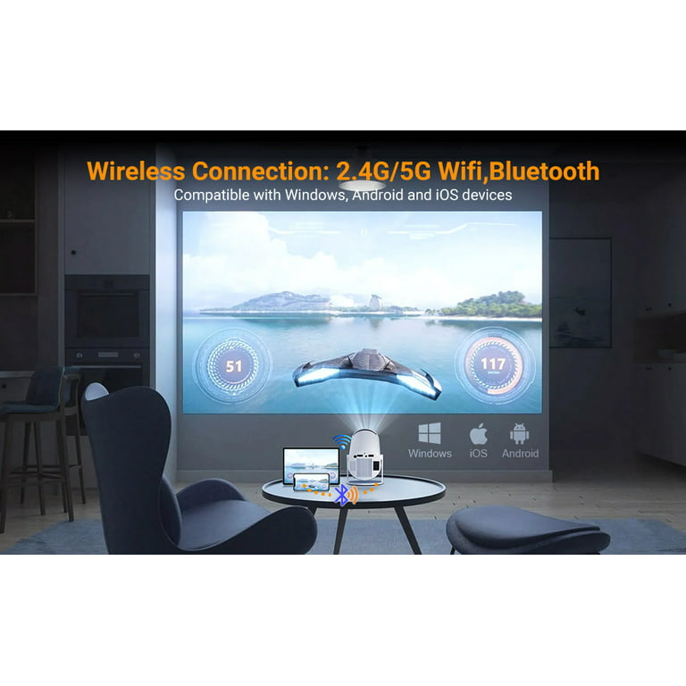 Android 11.0 Smart Projector , Mini Portable Movie Projector with