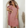 thumbnail image 2 of Eyelet Detail Tassel Tie V Neck Ruffle Hem Dress Knee Length, 2 of 3