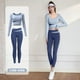 thumbnail image 3 of Traje deportivo de Yoga para mujer, Top de gimnasio para correr, Fitness, mallas ajustadas de manga larga de secado rápido, ropa de bicicleta, ocio al aire libre, 2 uds., 3 of 5