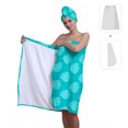 thumbnail image 2 of Colevkie 2 Pcs Women's Bath SKirt &Shower Cap Set,Quick Drying Absorbent Portable,for Bathroom Spa Travel Sauna,Prined Leaf Pattern, 2 of 7