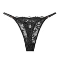 thumbnail image 2 of WULMLEO G String Thongs for Women, See Through Lace Underwear, Cheeky Low Rise T Back Tangas Black M, 2 of 3