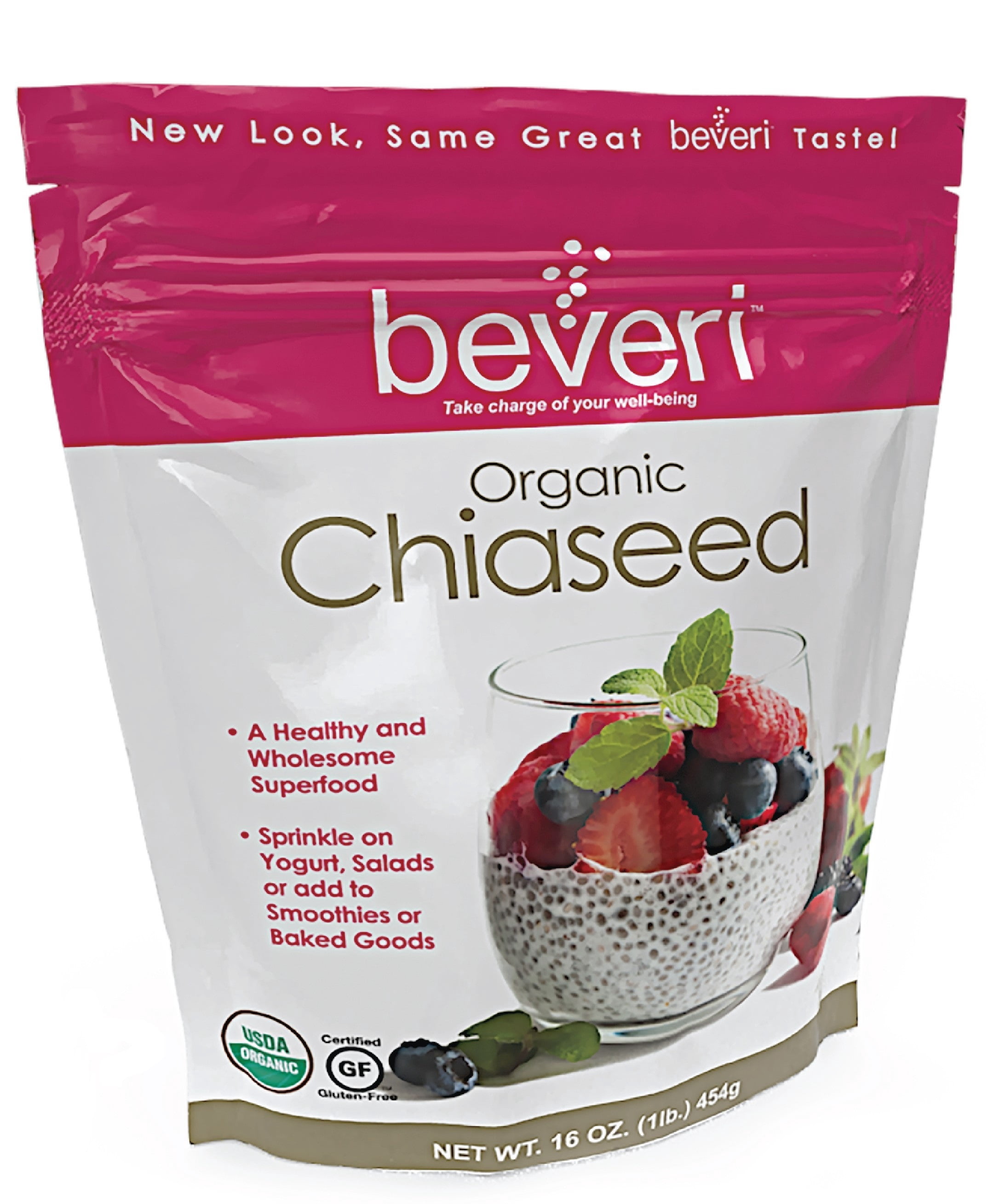 Beveri Chia Seed, Organic Superfood, High in Omega 3, Dietary Fiber and Protein, 3/16oz
