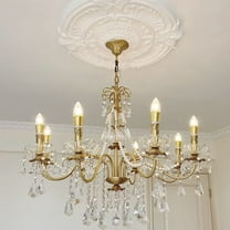 AFANQI 8-Light Retro Crystal Chandelier, Gold Bronze Finish