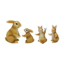 Resin Rabbit Statues Miniature Bunny Figurines Garden Animal Sculpture Rabbit Ornament for Easter Home Office Party Table Decoration