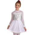 thumbnail image 3 of TTAO Kids Girls Christmas Performance Dance Clothes Shiny Sequined Feather Dress for Dancing Ice Figure Skating White 16, 3 of 7