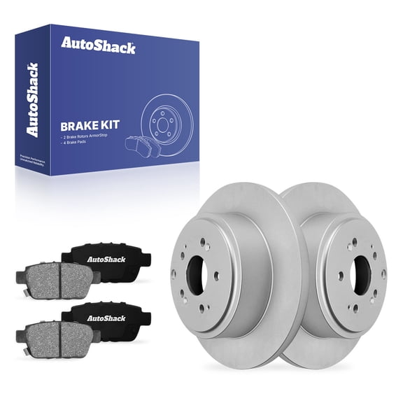 AutoShack Rear Solid Coated Brake Rotors   Ceramic Pads 6-PC Brake Kit Replacement for 2006-2014 Honda Ridgeline ArmorStop 13.13" (333.6 mm)