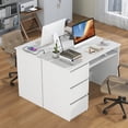 thumbnail image 5 of Costway Computer Desk with Built-in Charging Station USB & Type-C Ports Keyboard Tray & 3 Drawers White, 5 of 10